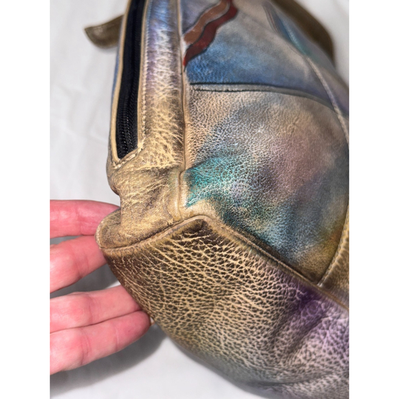 Vintage Anuschka Hand Painted Shoulder Bag Purse Genuine Leather - Picture 7 of 13
